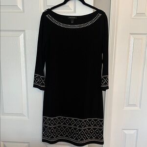 White House Black Market Black Dress with White Accents